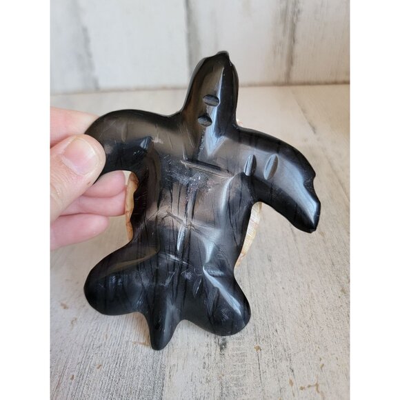 Stone carved Turtle black unique vintage figure home decor - Picture 7 of 7